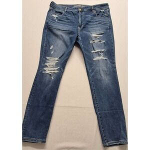 American Eagle women's distressed high rise jegging jeans sz 20 super stretch